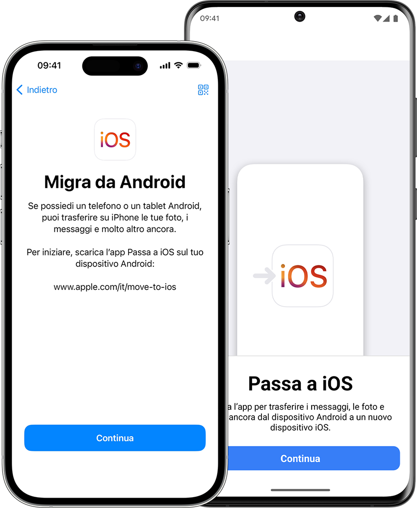 L'app “Passa a iOS” aiuta a trasferire i dati dal tuo telefono Android a un nuovo iPhone.