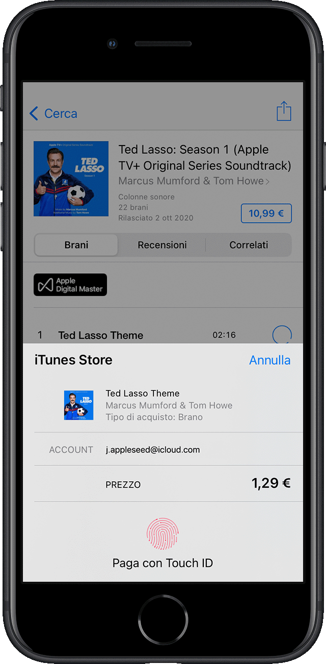 iOS 15 su iPhone SE; pagare con Touch ID