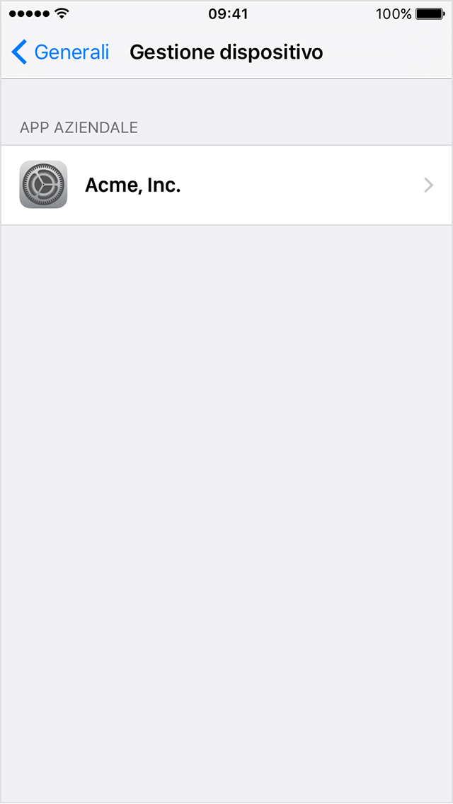  Schermo dell'iPhone che mostra il menu Gestione profili e dispositivo