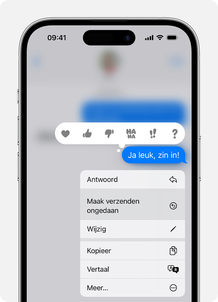 Leg in iOS 16 of nieuwer je vinger even op een bericht voor de optie 'Maak verzenden ongedaan'.