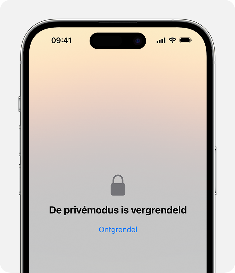 Een vergrendeld privévenster in Safari op een iPhone.