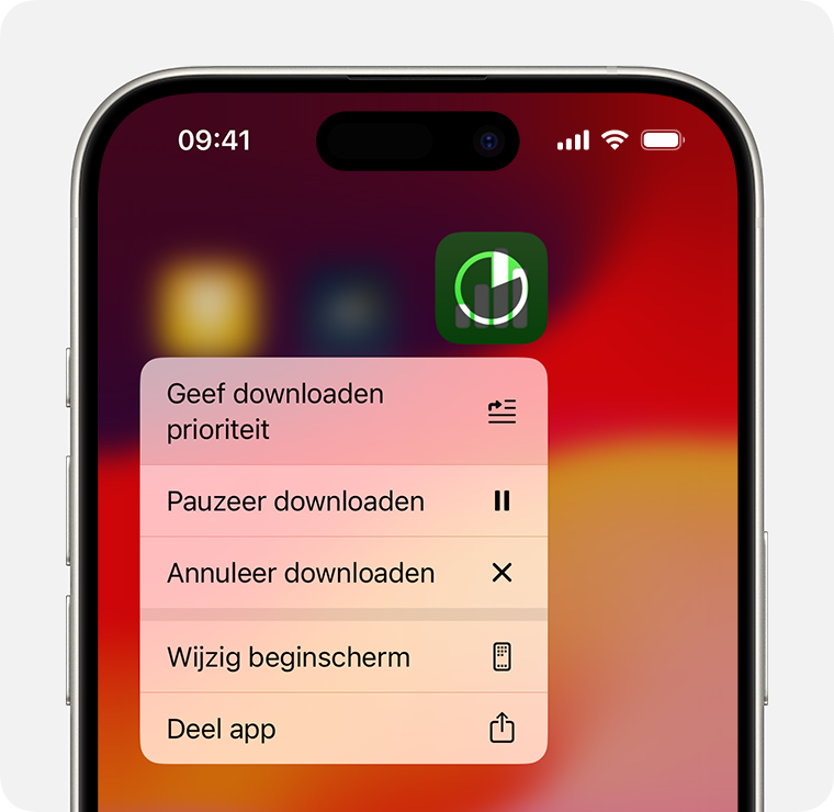 Het scherm van een iPhone met een downloadmenu voor apps 