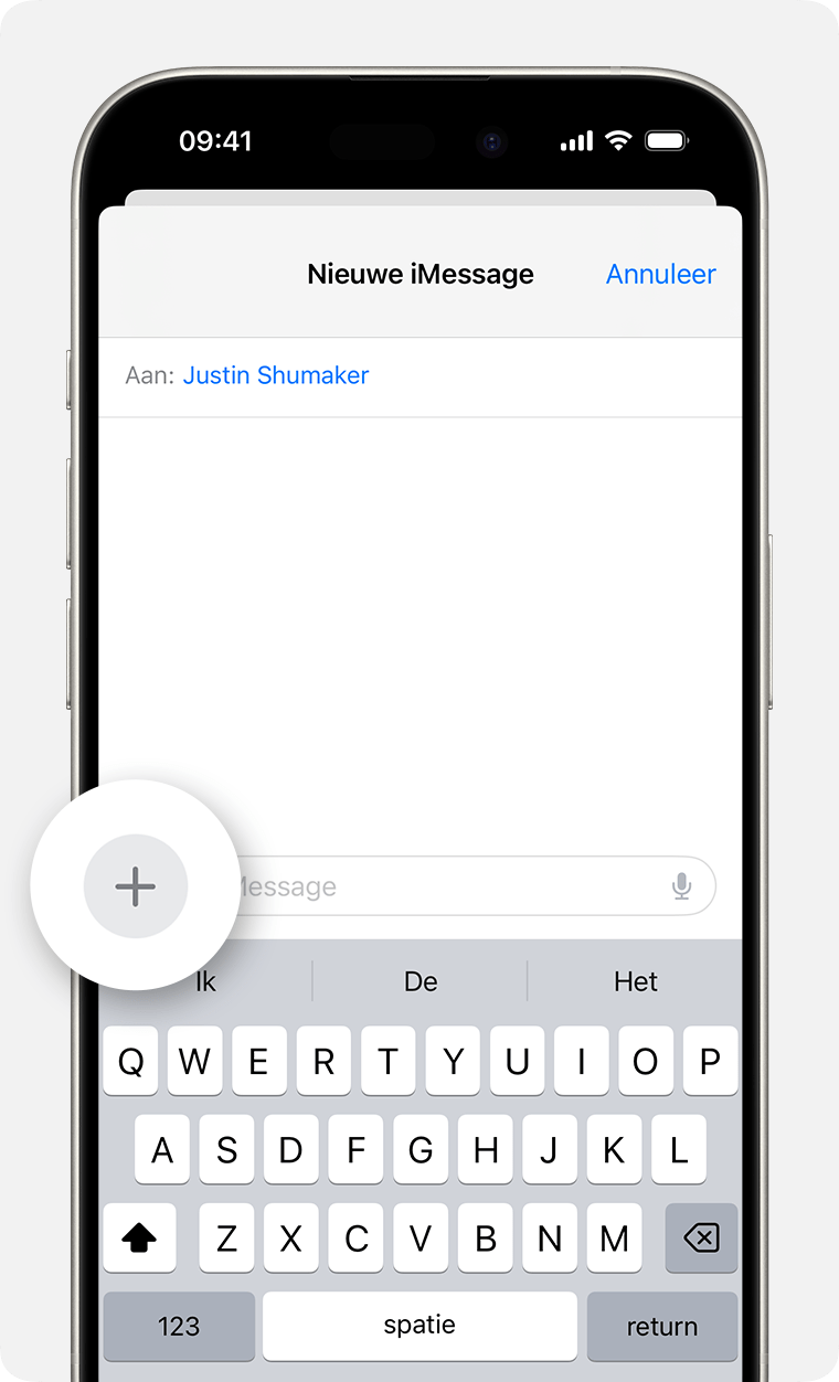 Een iPhone waarop wordt getoond hoe je iMessage-apps kunt zoeken