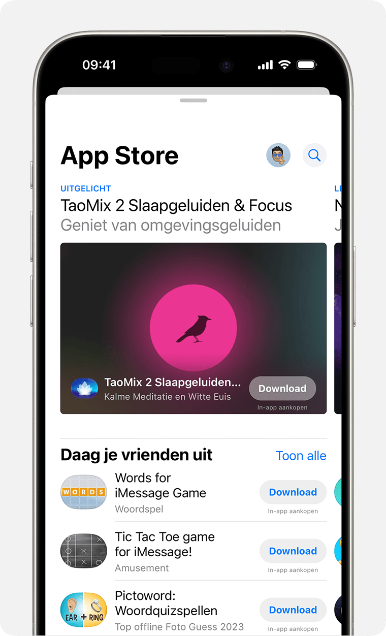 Een iPhone waarop wordt getoond hoe je de iMessage-apps kunt downloaden in de App Store