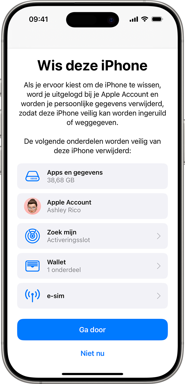 Een iPhone waarop je wordt gevraagd te bevestigen dat je je apparaat wilt wissen