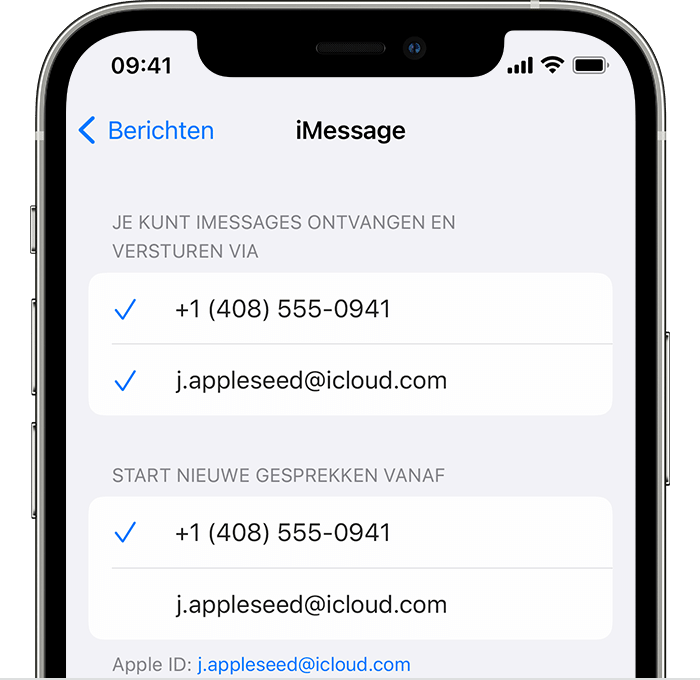 iPhone-scherm met iMessage-instellingen