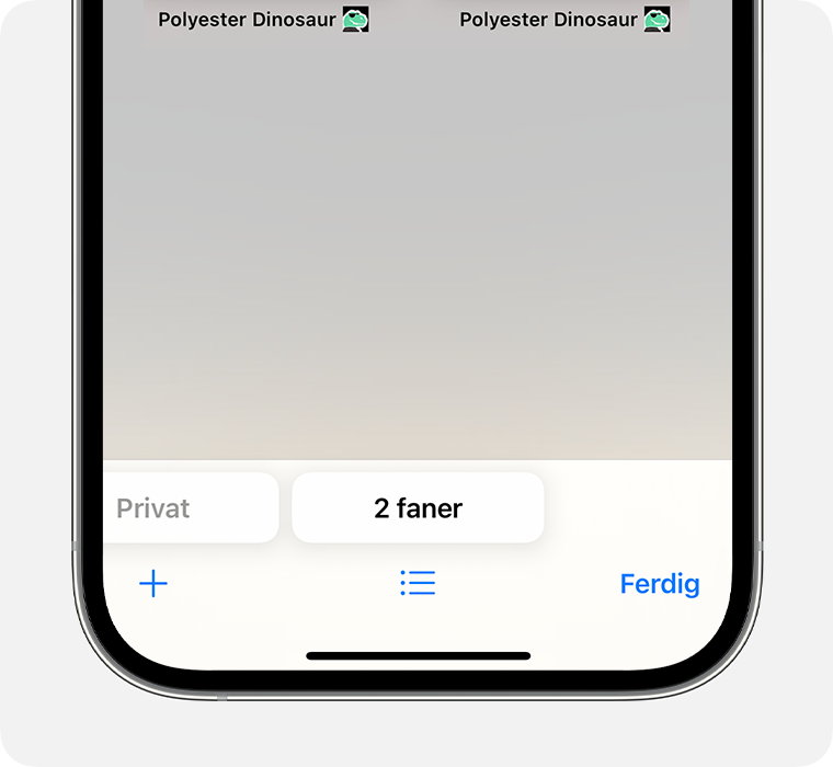 En iPhone som viser Safari-appen med Fanegrupper valgt.
