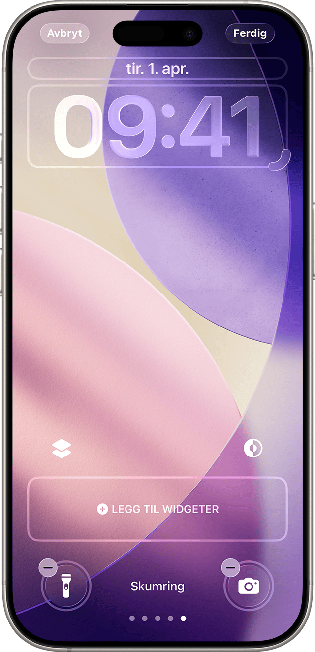 iPhone der skjermen viser alternativene for å tilpasse låst skjerm