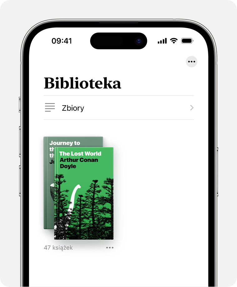 iPhone pokazujący sekcję Biblioteka aplikacji Książki. 