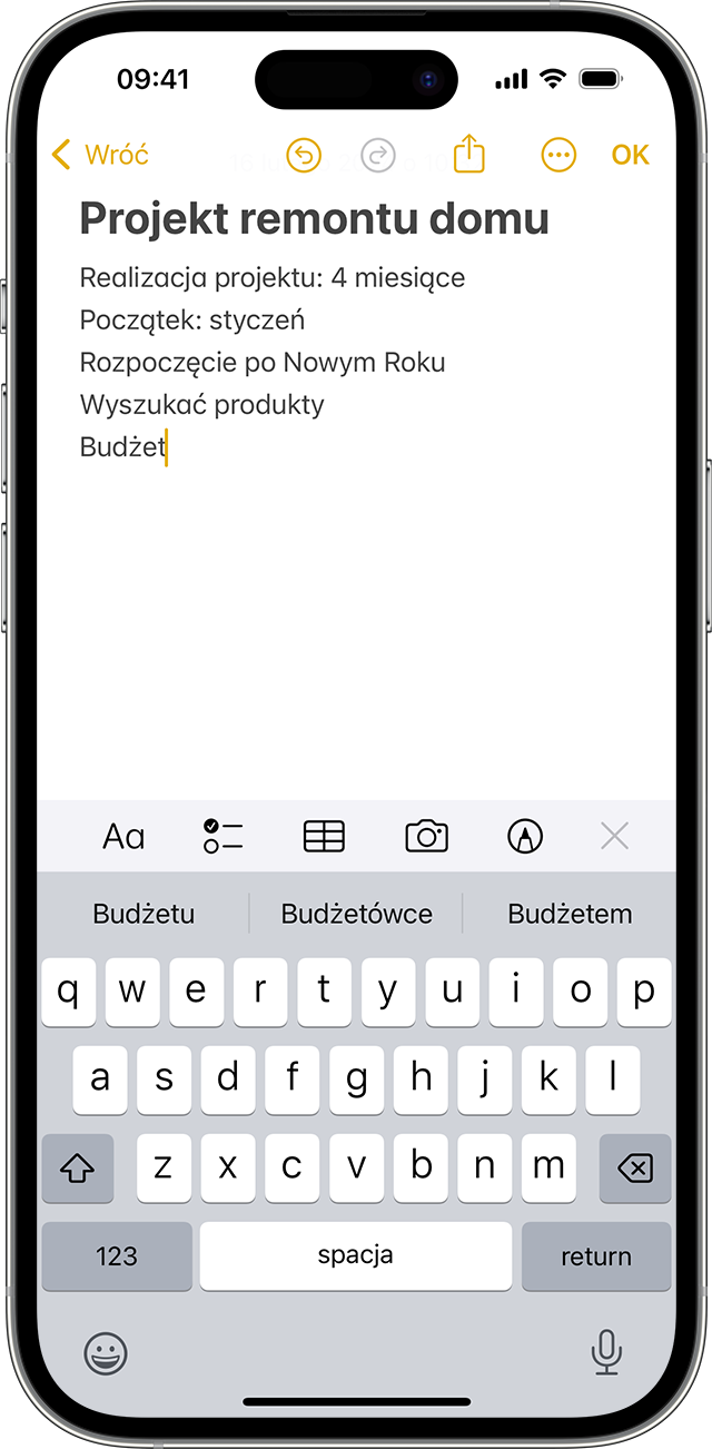 iPhone pokazujący, jak utworzyć notatkę w aplikacji Notatki.