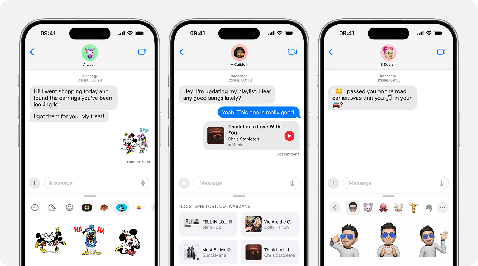 Telefon iPhone wyświetlający aplikacje dla iMessage w rozmowie wiadomości
