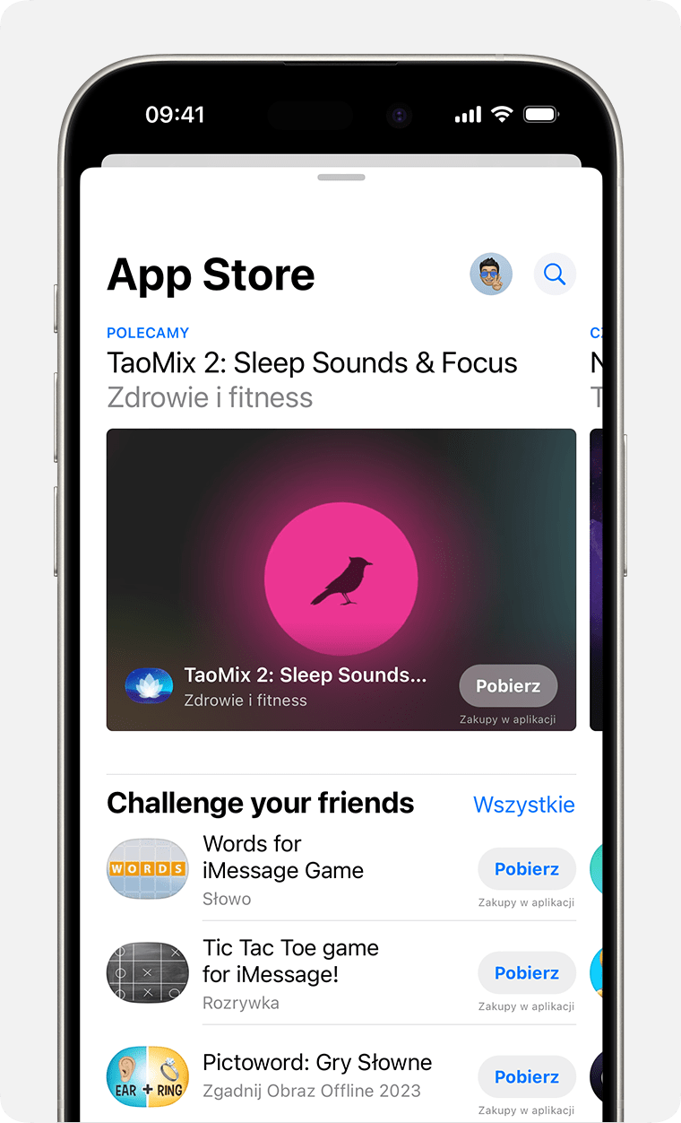 Telefon iPhone, na którym pokazano, jak pobrać aplikacje dla iMessage ze sklepu App Store