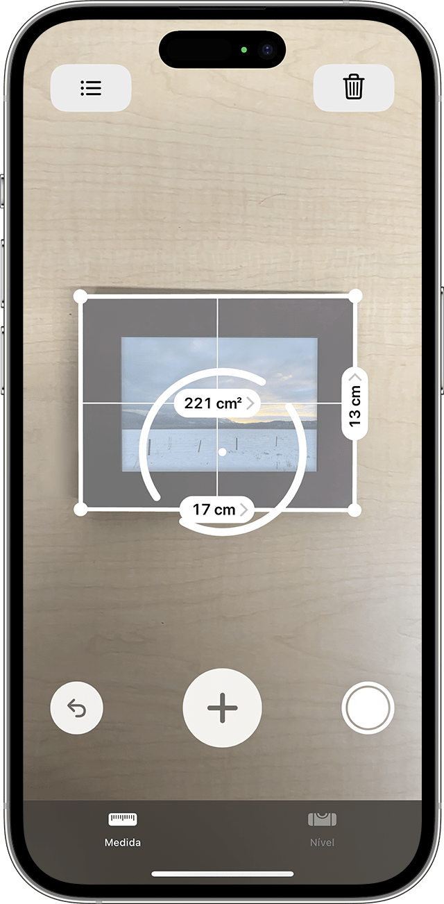 Usar o app Medida para medir as dimensões de um retângulo