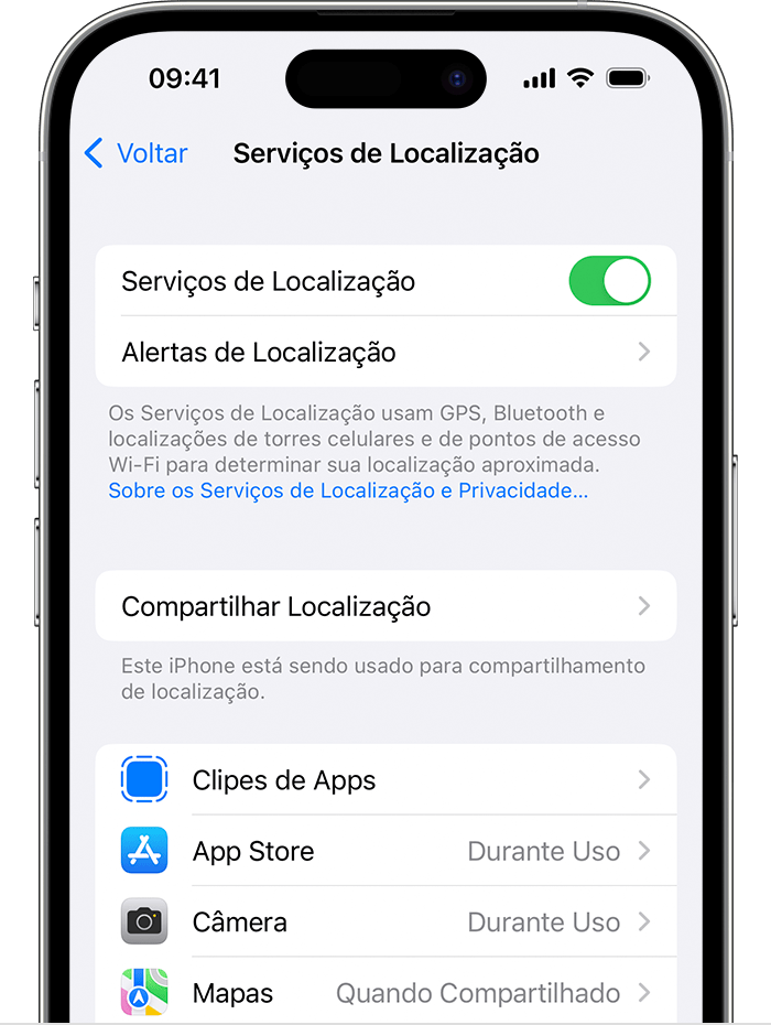Nos ajustes do iOS, você pode bloquear anúncios baseados em localização.