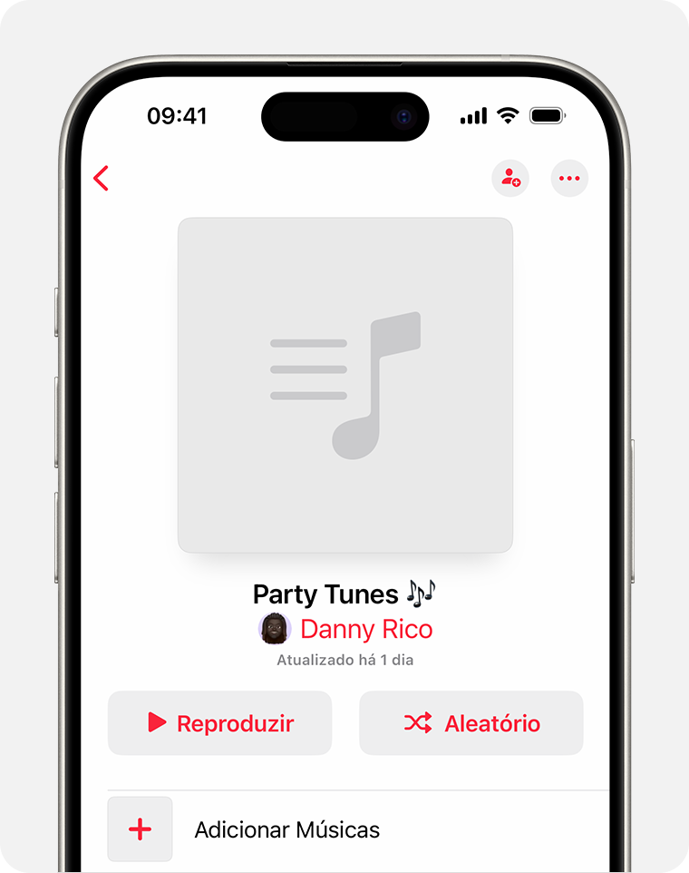 iPhone mostrando uma nova playlist criada