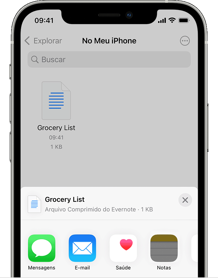 Importar uma nota com o app Arquivos