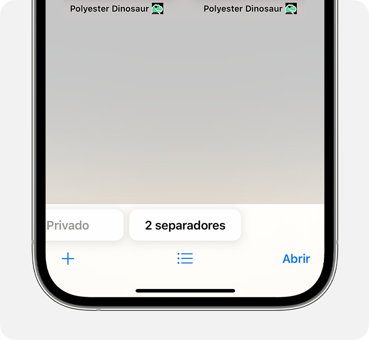 Um iPhone a mostrar a app Safari com o grupo de separadores selecionado.