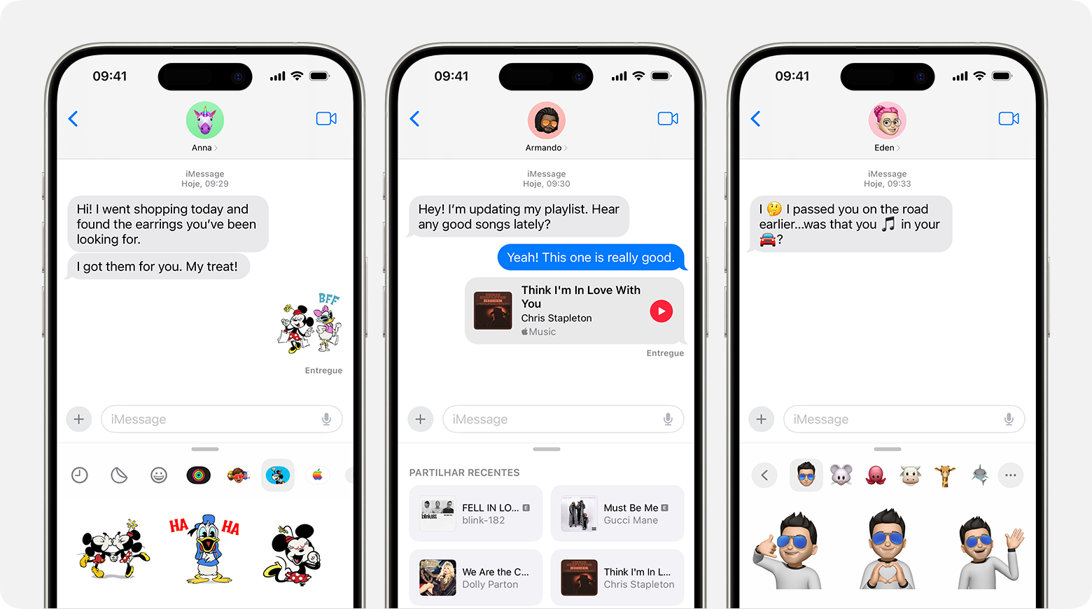 Um iPhone a mostrar as apps do iMessage numa conversa de mensagens