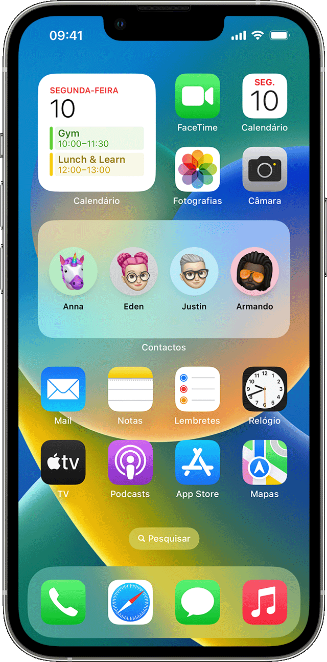 iPhone a mostrar widgets para a meteorologia e eventos do calendário