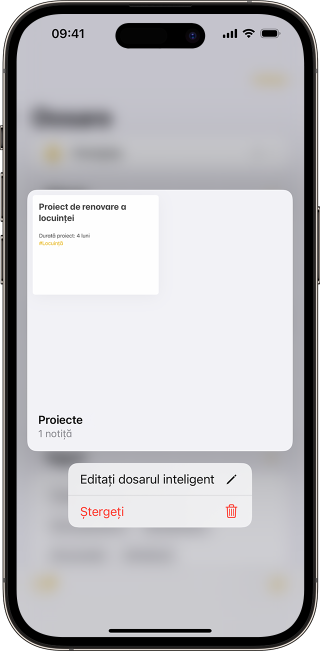 În iOS 16, poți edita numele dosarului inteligent în Notițe.