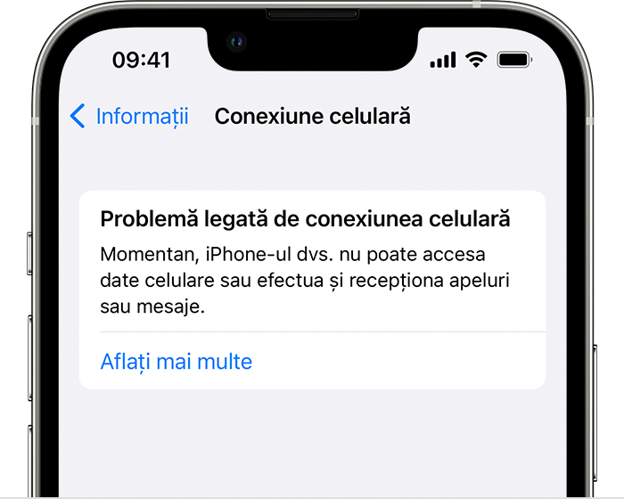 Problemă legată de conexiunea celulară în Configurări pentru iPhone 13 cu iOS 15