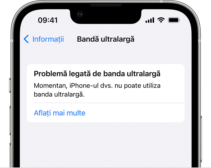 Problemă legată de banda ultralargă în Configurări pentru iPhone 13 cu iOS 15