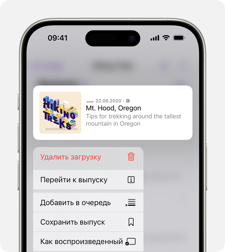 Параметр «Удалить загрузку» на iPhone.