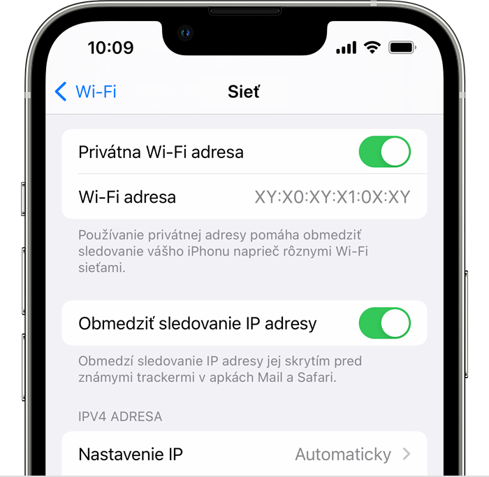 On iPhone, turn Private Wi-Fi Address on or off in the Settings app