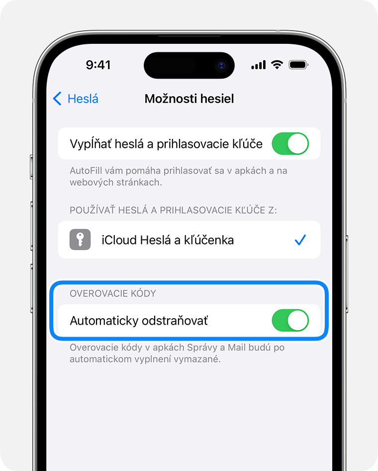 V systéme iOS 17 alebo novšom môžu Správy mazať správy, ktoré obsahujú kódy na overenie hesla, automaticky po použití príslušného kódu. 