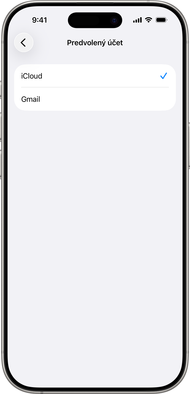 Obrazovka iPhonu zobrazuje vybranú možnosť iCloud 