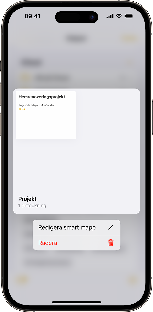 Med iOS 16 kan du redigera namnet på din smarta mapp i Anteckningar.