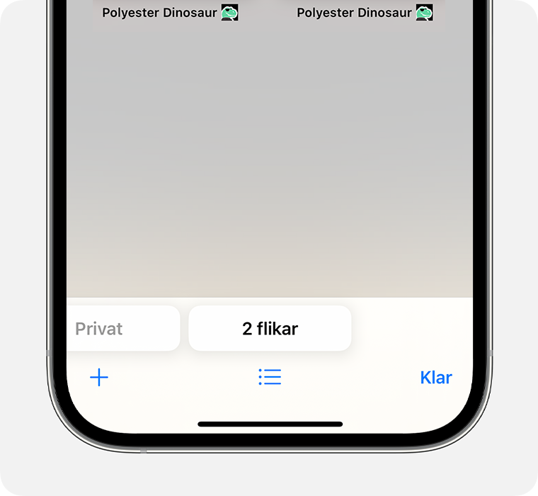 En iPhone som visar Safari-appen med flikgruppen Flikar markerad.
