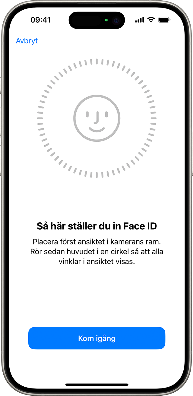 Början av Face ID-inställningsprocessen