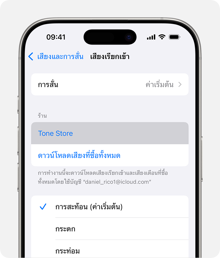 หน้าจอ iPhone ที่แสดง Tone Store 