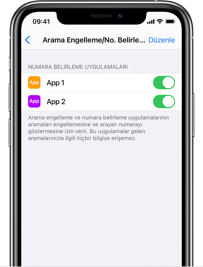 Bir uygulamanın istenmeyen aramaları filtreleme ayarının nasıl yapılacağını gösteren iPhone