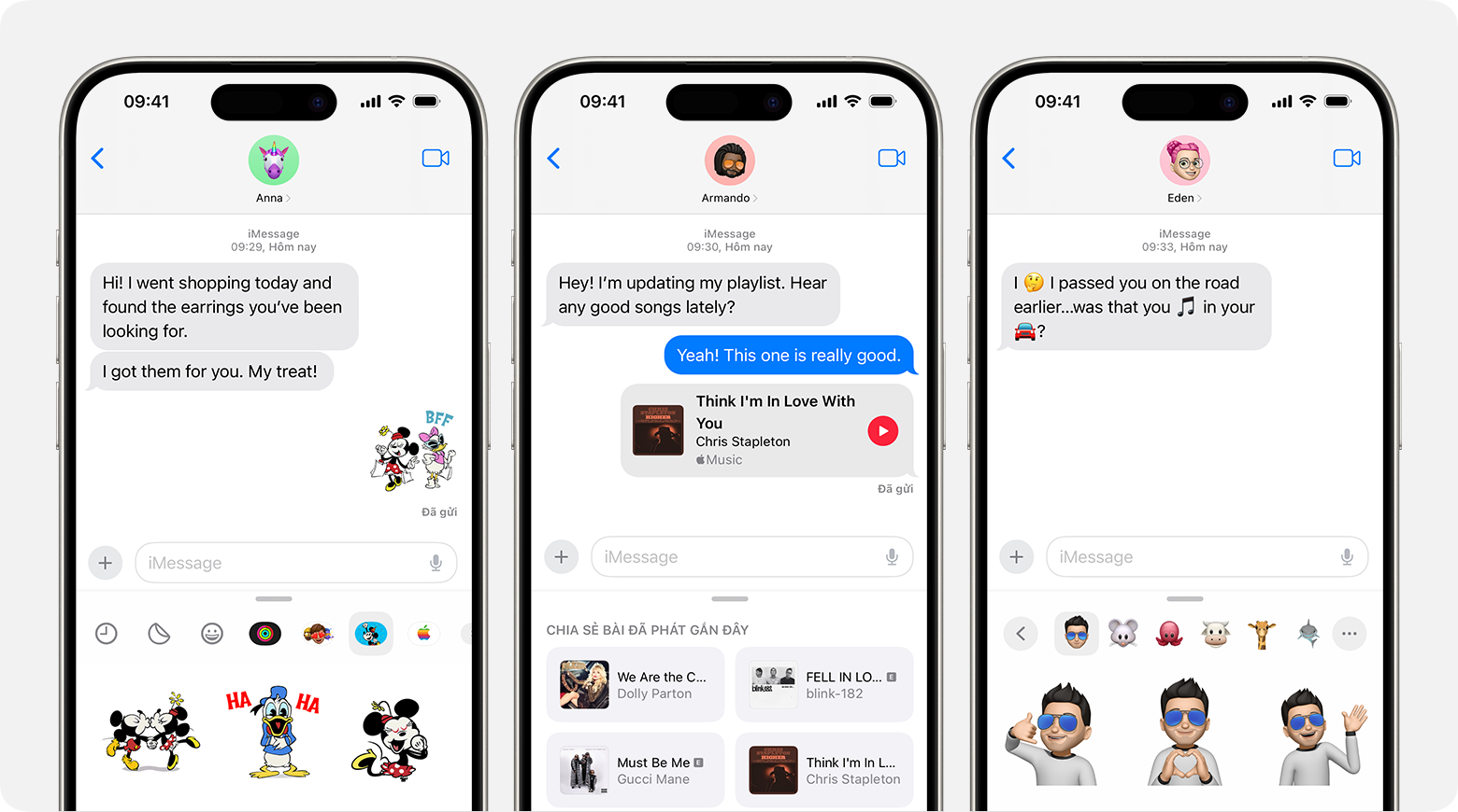 iPhone hiển thị ứng dụng iMessage trong cuộc hội thoại bằng tin nhắn