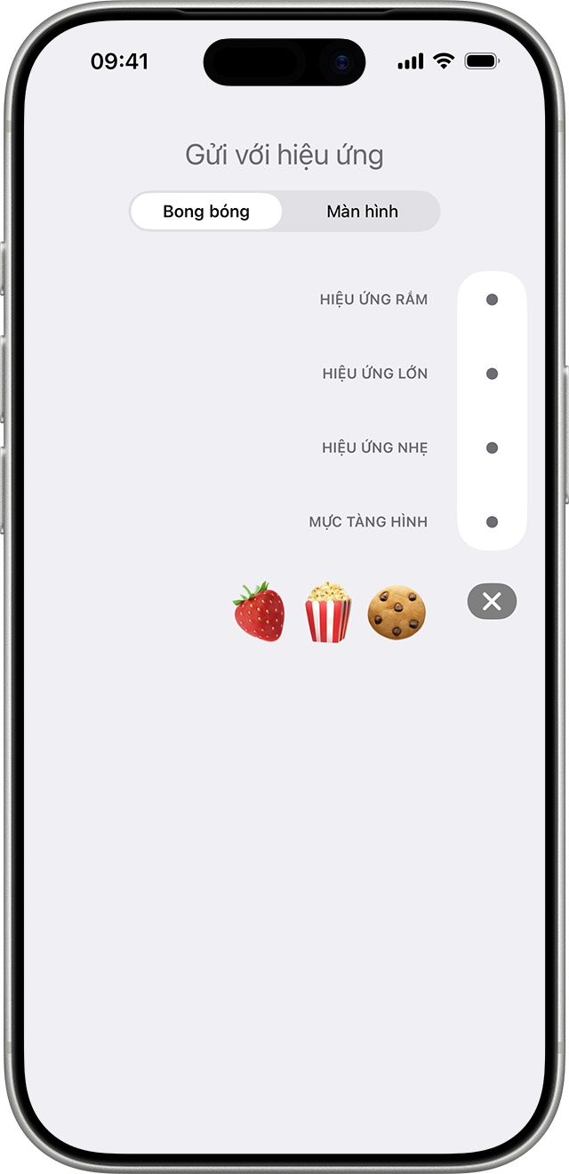 Trong Tin nhắn, bạn có thể gửi tin nhắn với hiệu ứng toàn màn hình như Mực tàng hình.