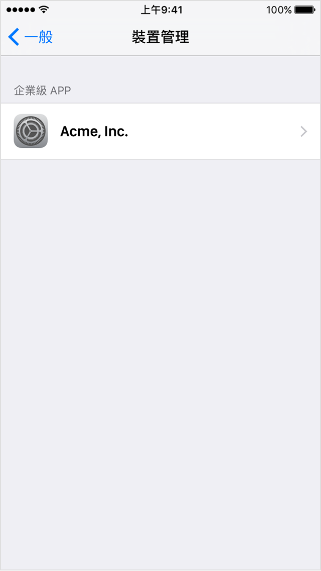 iPhone 螢幕顯示「描述檔與裝置管理」選單