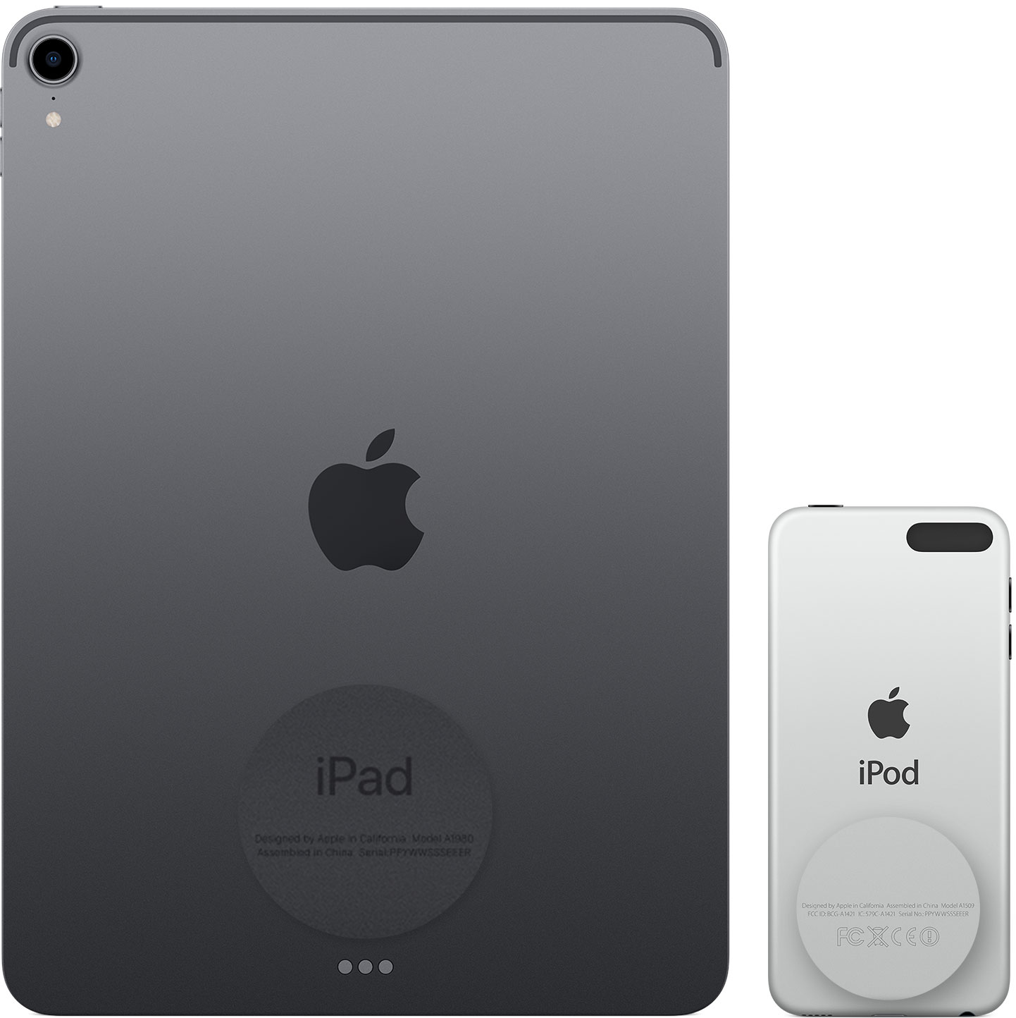 Bagian belakang iPad dan iPod touch