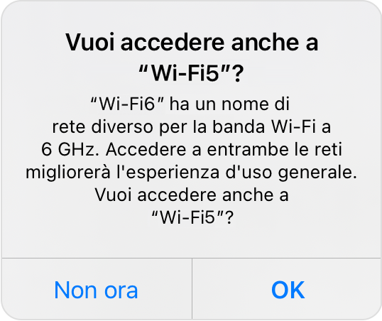 Avviso: Vuoi accedere anche a “WiFi-5G”?
