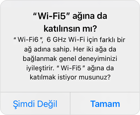 Uyarı: "WiFi-5G" ağına da katılmak istiyor musunuz?