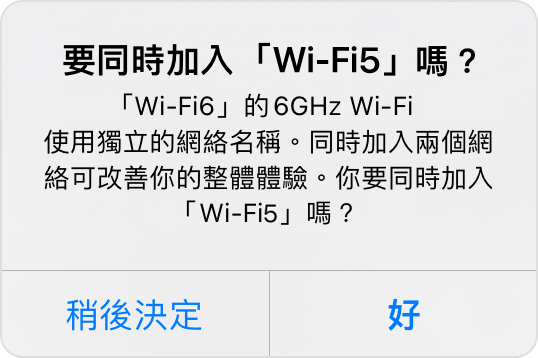 提醒：你要同時加入「WiFi-5G」嗎？