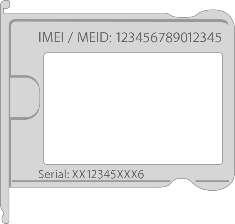 在 iPhone 3 或 iPhone 4 机型的 SIM 卡托架上可找到序列号和 IMEI/MEID