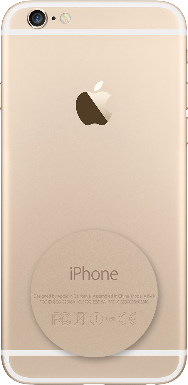 Bild som visar var modellnumret finns på baksidan av en iPhone.