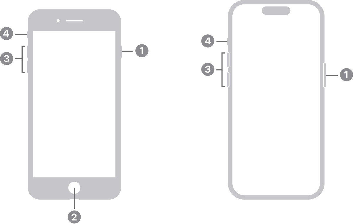 Images of iPhone models showing buttons