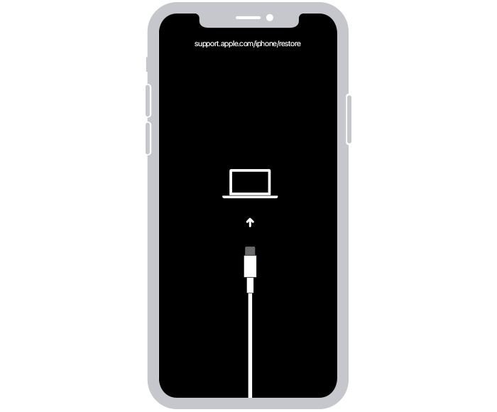 Pantalla del modo de recuperación del iPhone