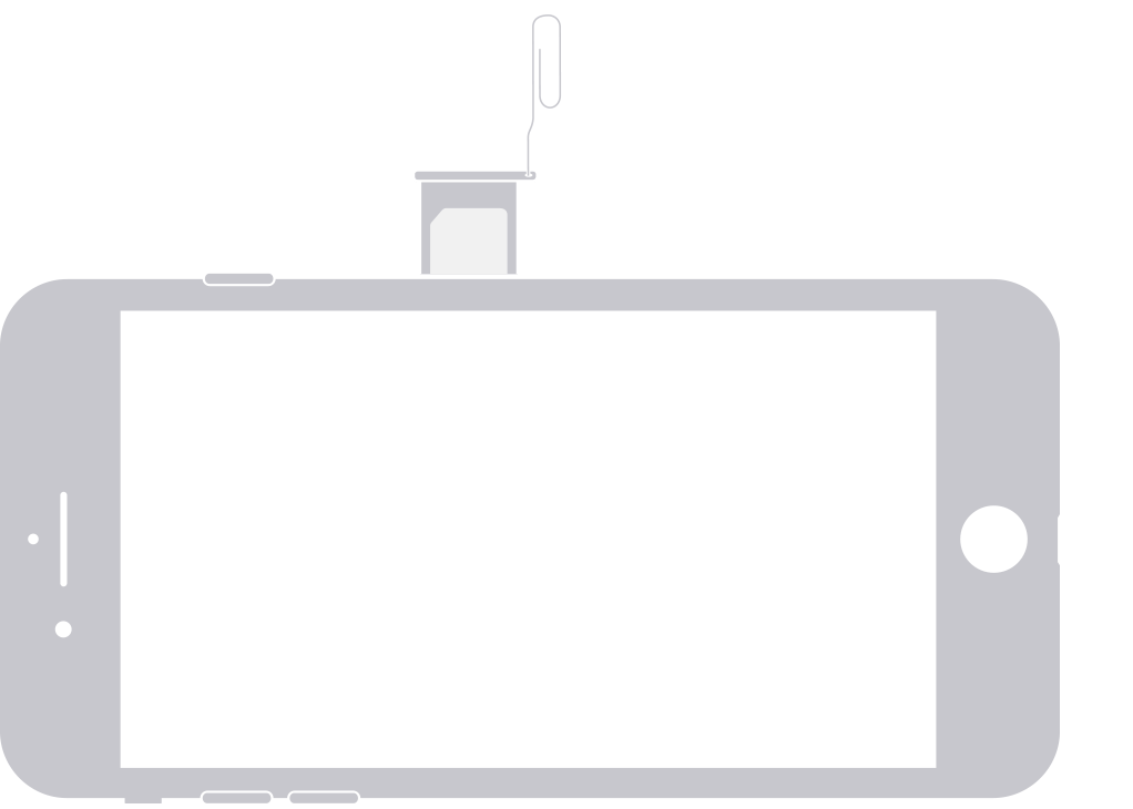 iPhone의 오른쪽에 있는 SIM을 보여 주는 이미지