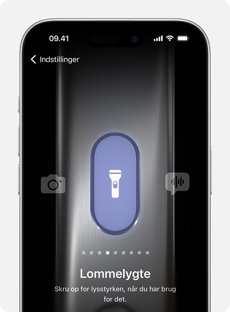 På iPhone 15 Pro og iPhone 15 Pro Max kan du tildele ting som din lommelygte til knappen Handling.