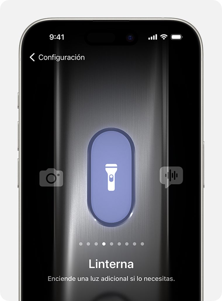 En el iPhone 15 Pro y iPhone 15 Pro Max, puedes asignar elementos como la linterna al botón de acción.