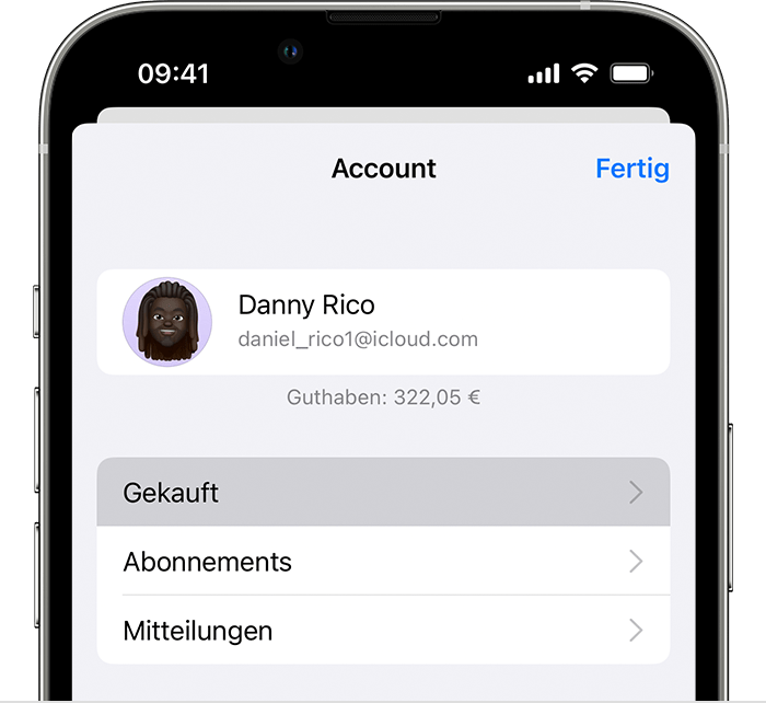 iOS-16-iPhone-13-Pro-App-Store-Account-auf-Käufe-tippen